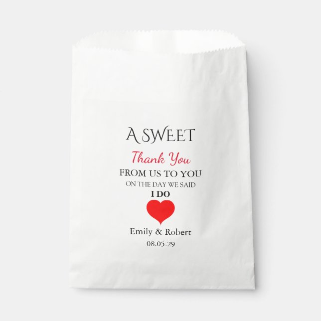 Sweet Thank You Wedding Favour Buffet Favour Bags (Front)