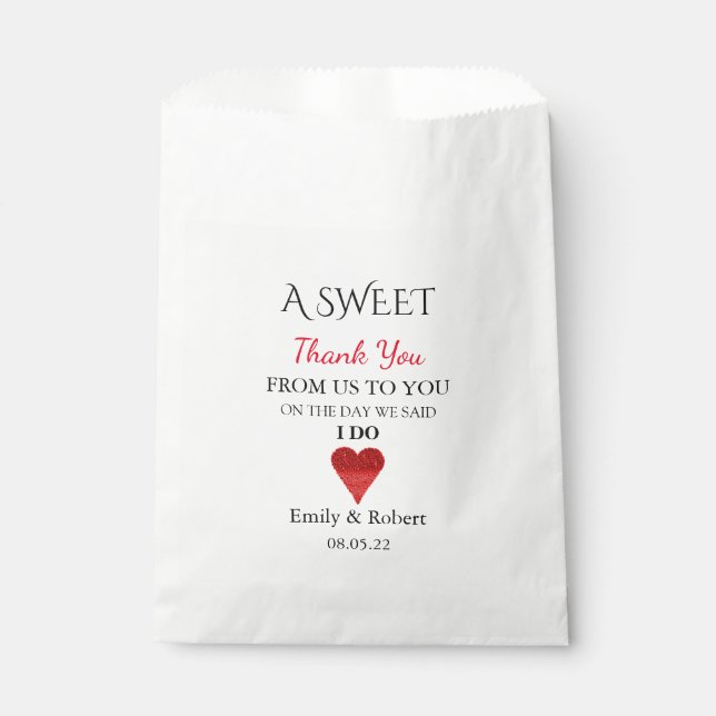 Sweet Thank You Wedding Favour Buffet Favour Bags (Front)
