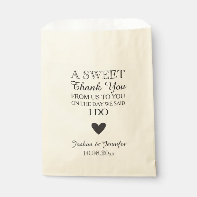 Sweet Thank You Wedding Favour Candy Bar Buffet Bags (Front)