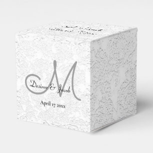 Sweet Thank You White Black Grey Monogram Wedding Favour Box