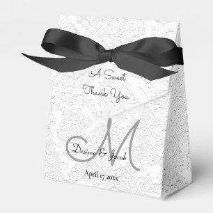 Sweet Thank You White Black Grey Wedding Monogram Favour Box