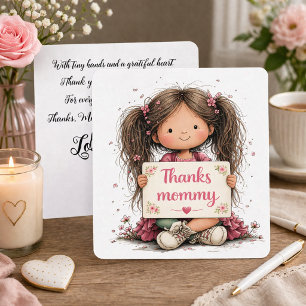 Sweet “Thanks Mummy” Illustration with Poem Holiday Card