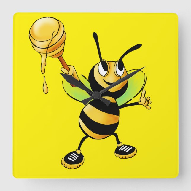 Sweet Time with Our Honey Bee Clock! 🍯🐝 Square Wall Clock (Front)
