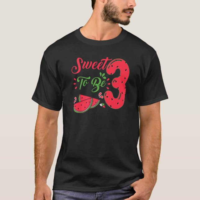 Sweet To Be Three 3rd Watermelon Birthday Family P T-Shirt (Front)