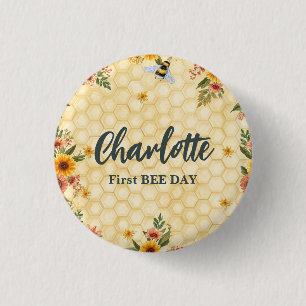 Sweet to bee Bumble Wildlfower Spring Birthday Par 3 Cm Round Badge