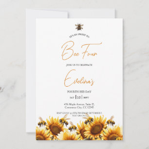 Sweet to Bee Elegant Birthday Invitation