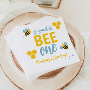 Sweet to Bee One 1st Bee Day Birthday Party Napkin
