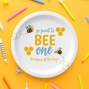 Sweet to Bee One 1st Bee Day Birthday Party Paper Plate