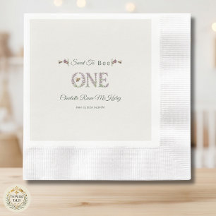 Sweet To Bee One 1st Birthday Lavender Watercolor Napkin