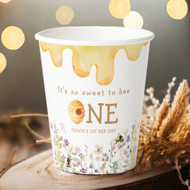 Sweet to Bee One Cute Honey Girl First Birthday Paper Cups (Creator Uploaded)