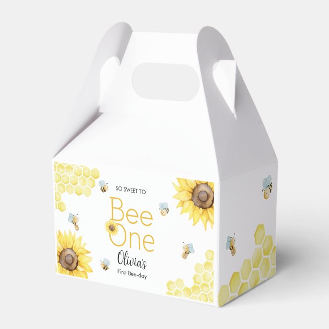 Sweet To Bee One First Bee Day Birthday Party Favour Box (Front Side)