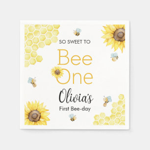 Sweet To Bee One First Bee Day Birthday Party Napkin