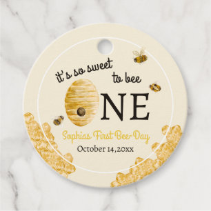 Sweet To Bee One First Birthday Bees Honeycomb Favour Tags