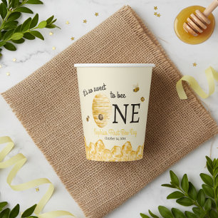 Sweet To Bee One First Birthday Watercolor Bees Paper Cups