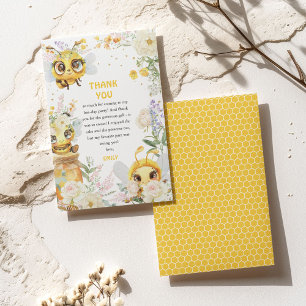 Sweet to Bee ONE Floral Personalised Bee Birthday Thank You Card