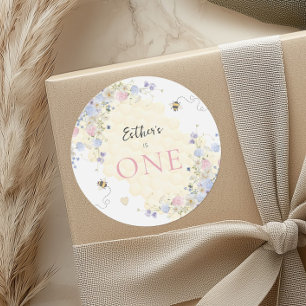 Sweet To Bee One Pastel First Birthday Classic Round Sticker