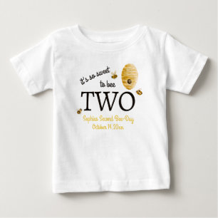 Sweet To Bee Two Second Birthday Bees Honeycomb Baby T-Shirt