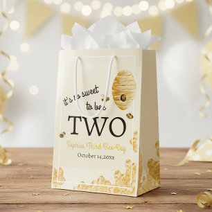 Sweet To Bee Two Second Birthday Bees Honeycomb Medium Gift Bag