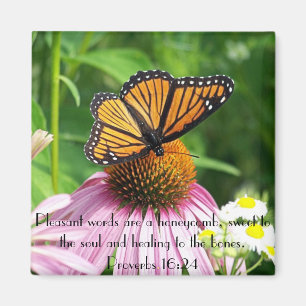 Sweet to the soul bible verse butterfly flower magnet