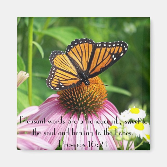 Sweet to the soul bible verse butterfly flower magnet (Front)