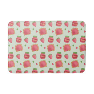 Sweet Toast and Strawberry Jam Pattern Bath Mat