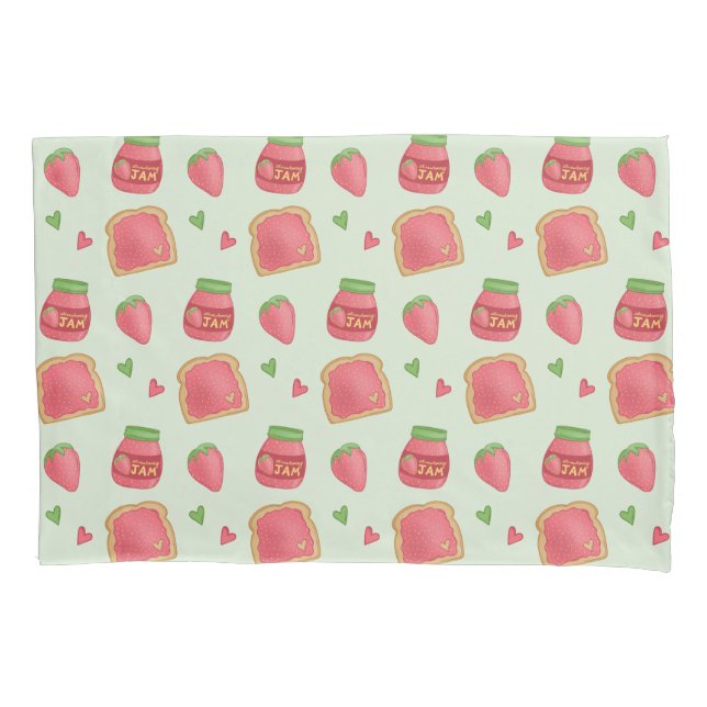 Sweet Toast and Strawberry Jam Pillowcase (Front)