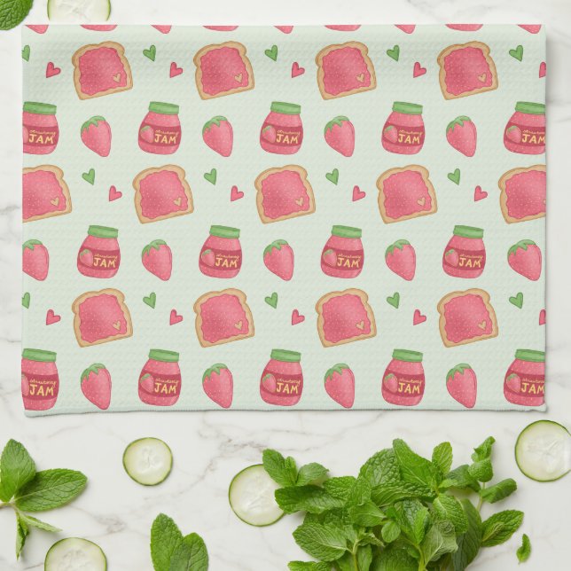 Sweet Toast and Strawberry Jam Tea Towel (Folded)