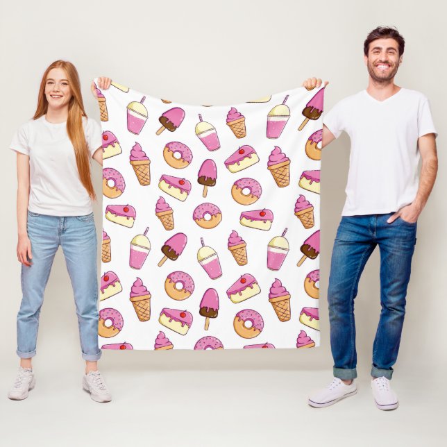 Sweet Tooth Dessert Pattern Fleece Blanket (In Situ)