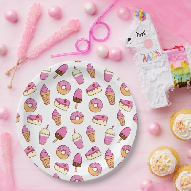Sweet Tooth Dessert Pattern Paper Plate (Party)