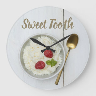 Sweet Tooth rice pudding with raspberries dessert Large Clock
