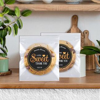 Sweet Treat Black & Gold Thank You Stickers