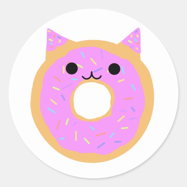 Sweet Treat Cat: Cartoon Doughnut Cat Sticker (Front)