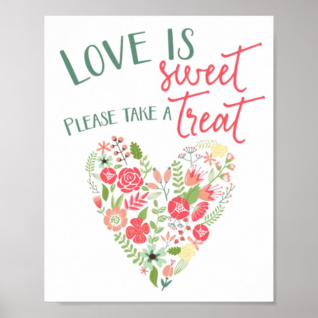 Sweet Treat Floral Heart Wedding Sign (Front)