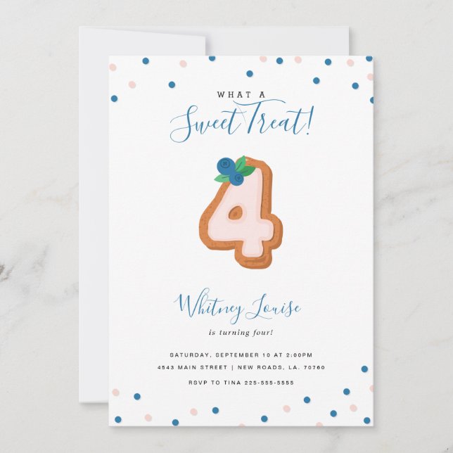 Sweet Treat Fourth Birthday Invitation (Front)