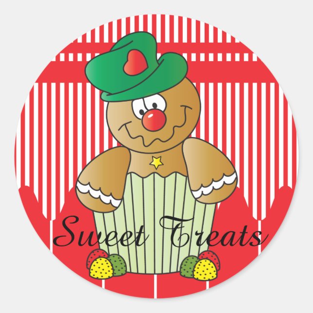 Sweet Treat Gingerbread | Christmas Classic Round Sticker (Front)
