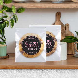 Sweet Treat Pink & Black Thank You Stickers