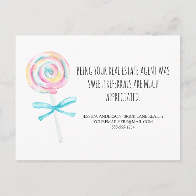 Sweet Treat Real Estate Referrals  Postcard (Front)