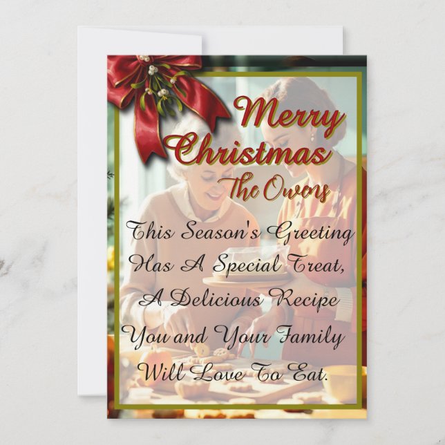 Sweet Treat Recipe Christmas Greetings Holiday Card (Front)