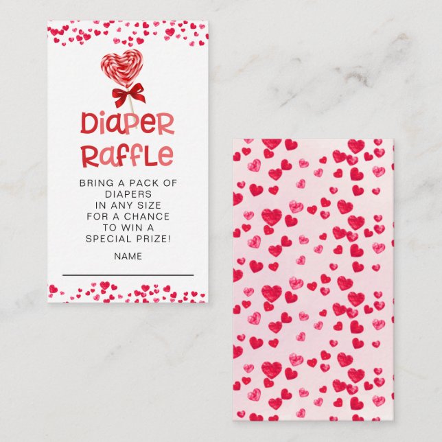 Sweet Treat Sweetheart Diaper Raffle Ticket Enclosure Card (Front/Back)