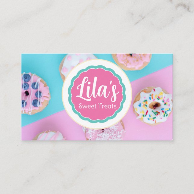 Sweet Treats Baked Goods Logo Photo Custom Business Card (Front)
