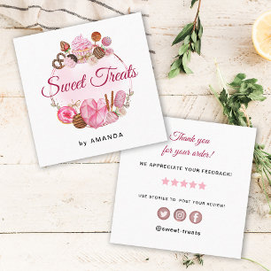 Sweet Treats bakery Thank you Square Business Card