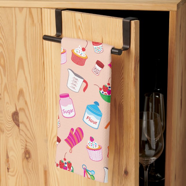 Sweet Treats Baking Pattern Tea Towel (Thirds Fold)