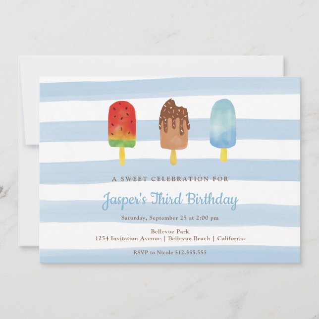 Sweet Treats Blue Boys Birthday Party Invitation (Front)