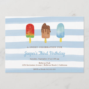 Sweet Treats Blue Boys Birthday Party Invitation
