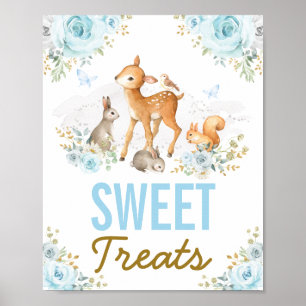 Sweet Treats Blue Woodland Forest Animals Favours Poster