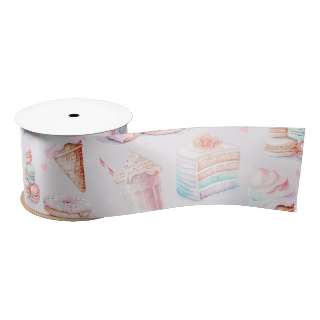 Sweet treats cake birthday party satin ribbon (Spool)