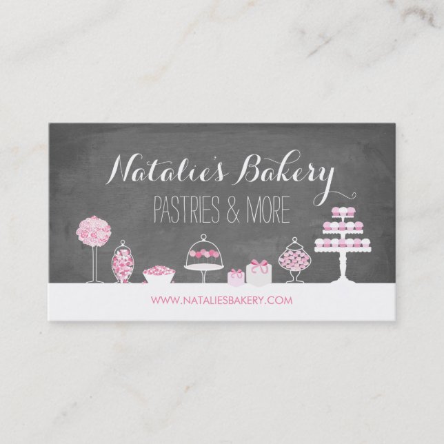 Sweet Treats Chalkboard Bakery Business Card (Front)