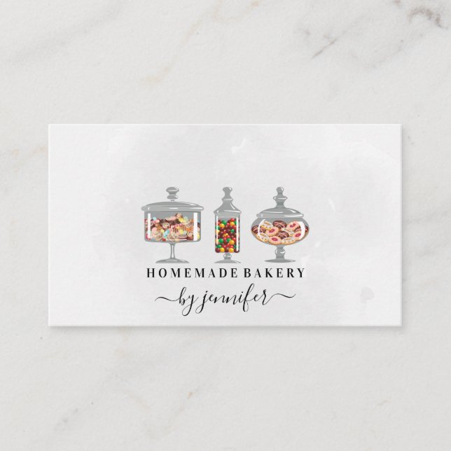 Sweet Treats Chocolate Candy Bakery Jars Business Card (Front)