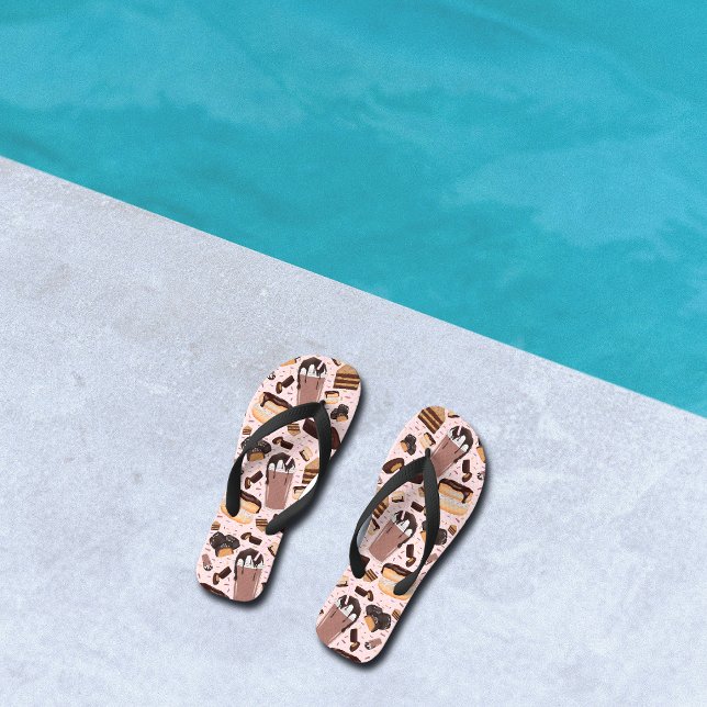 Sweet Treats Chocolate Doughnut Mocha Peanut Butte Flip Flops (Creator Uploaded)