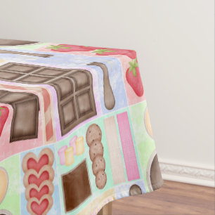 Sweet Treats Chocolate Fondue Dessert Marshmallow Tablecloth